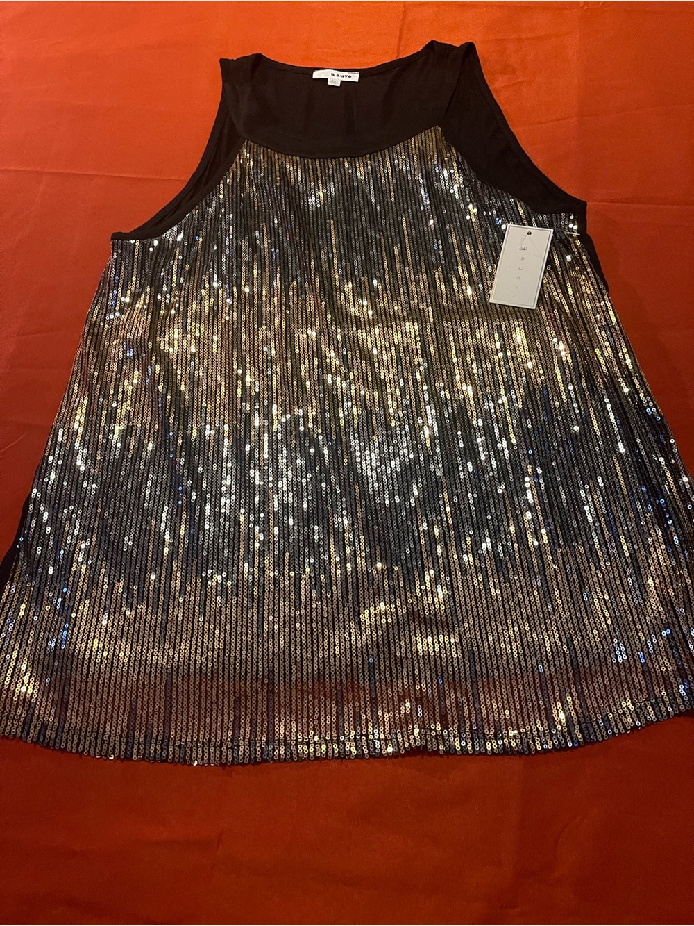 Sequin Tank Top - Black and Gold Shimmer